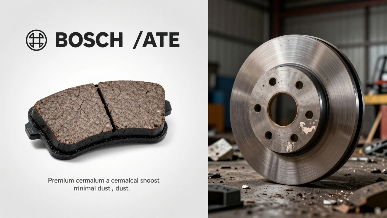 Сравнение износа качественных и дешевых тормозных колодок на дисках.