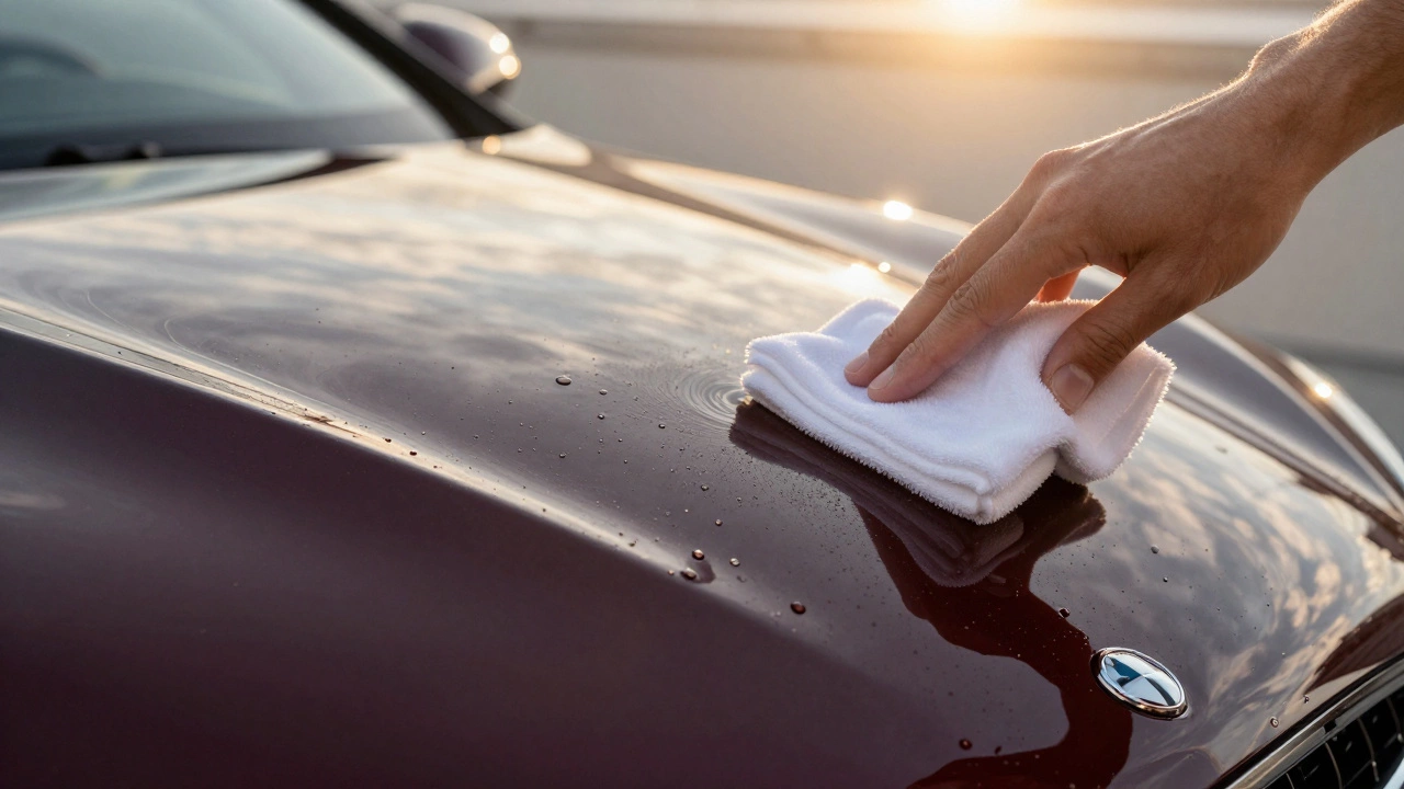 Процесс нанесение керамического покрытия на глянцевый капот автомобиля