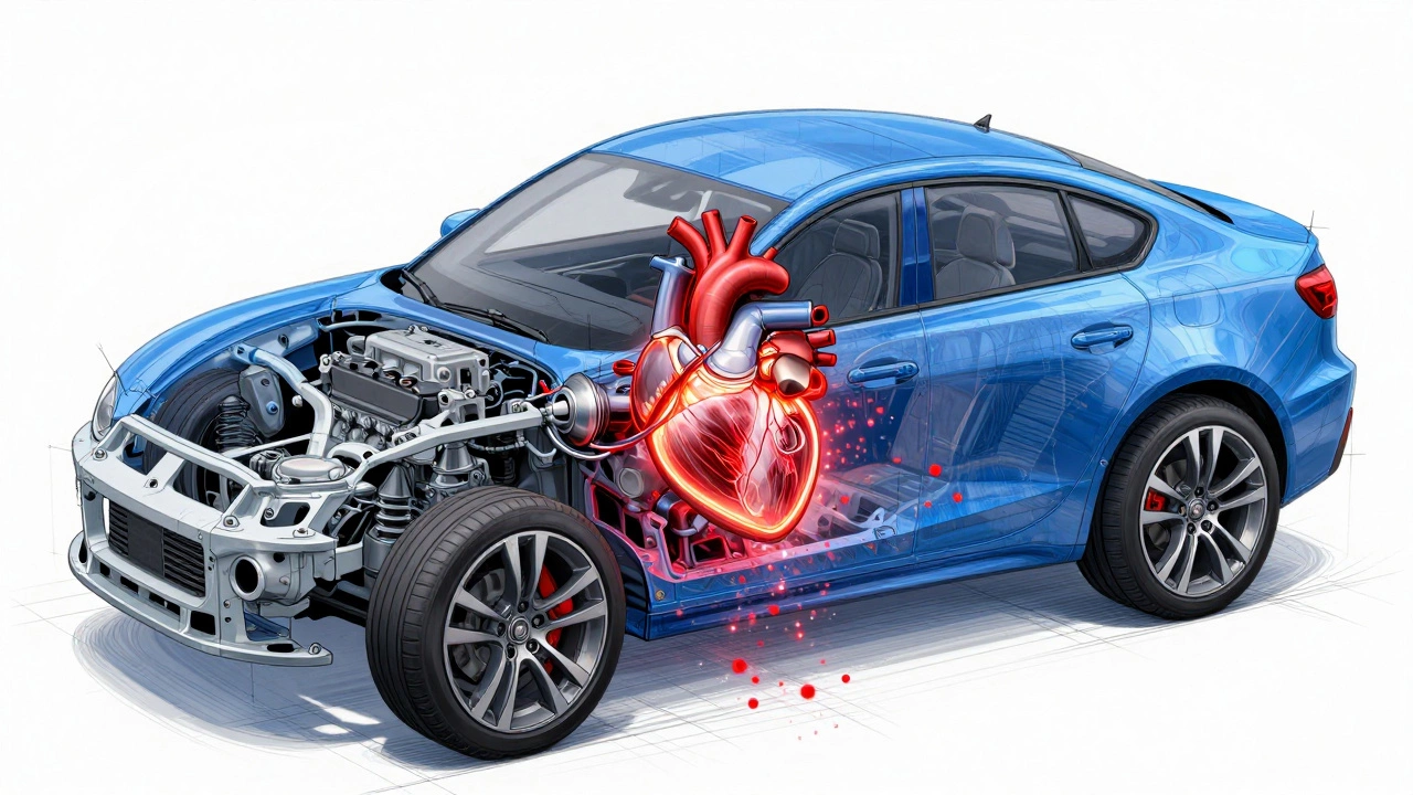 Схематичное изображение двигателя и трансмиссии авто с защитным слоем антикоррозийного покрытия