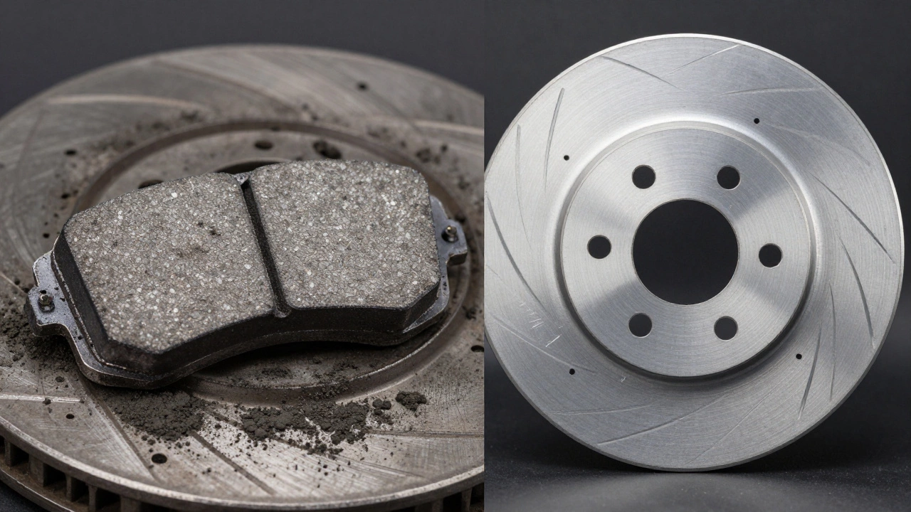 Сравнение текстур полуметаллических и керамических тормозных колодок